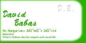 david babas business card